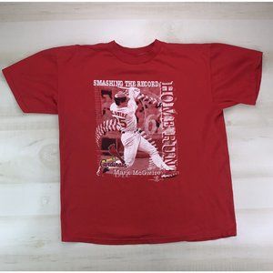 Vintage 1998 Mark Mc Gwire Cardinal’s Baseball Red Graphic T Shirt XL USA Made-